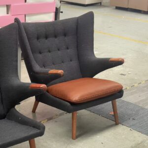Papa Bear Wingback Lounge Chair, Solid Teak Handcrafted Danish Style Armchair